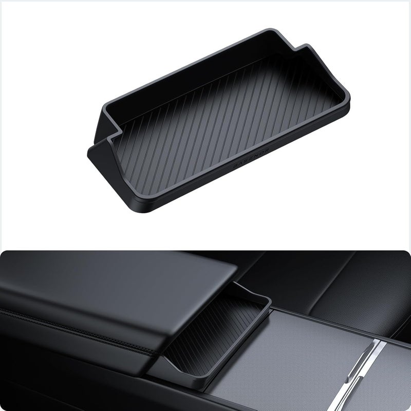 Basenor 2026 Tesla Model Y Model 3 Center Console Sunglasses Holder, Armrest Key Holder Storage Box for 2025 2026 Model Y Juniper 2024 2025 2026 Tesla 3 Highland - Image 1